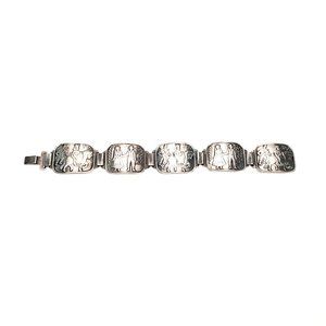 Vintage NM Thune Norway Sterling Silver Marriage Scenes Panel Bracelet #6840